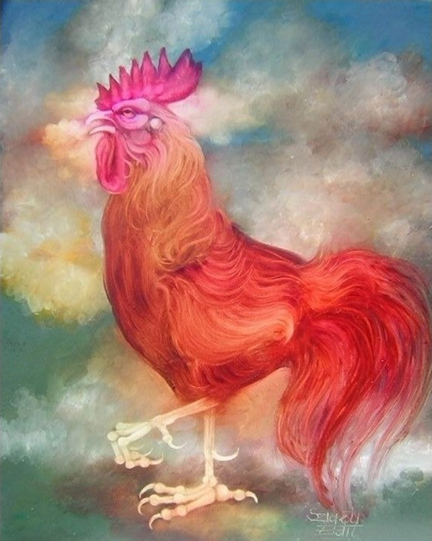 309 Singing rooster 40x50cm Sold